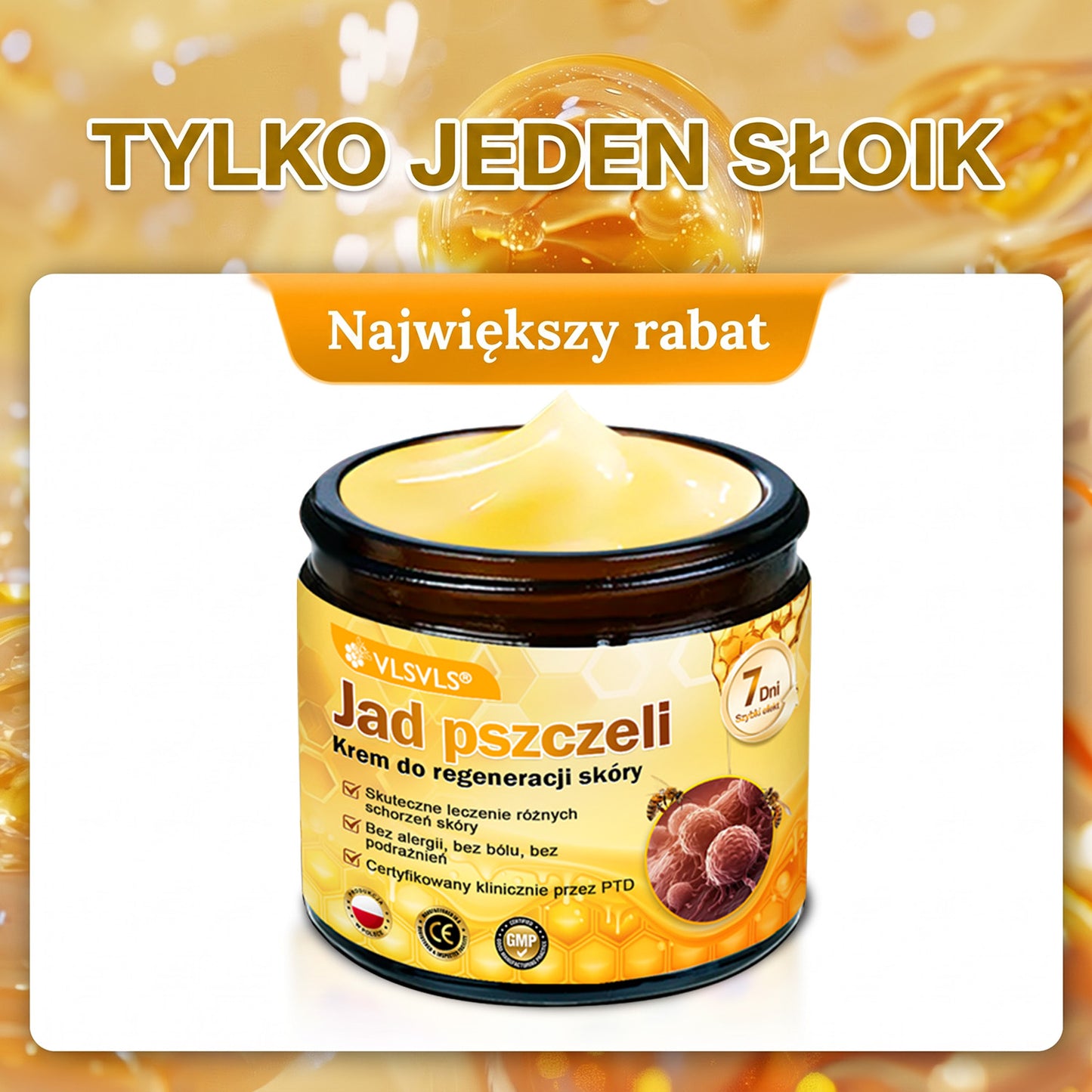 🌸🌸VLSVLS® Jad Pszczoły Kompleksowy Krem🥇pomaga w leczeniu problemów skórnych, takich jak: zmarszczki, blizny, plamy pigmentacyjne, rozstępy, trądzik, łuszczyca, egzema, zmiany skórne, podrażnienia, stany zapalne i inne problemy skórne🔥