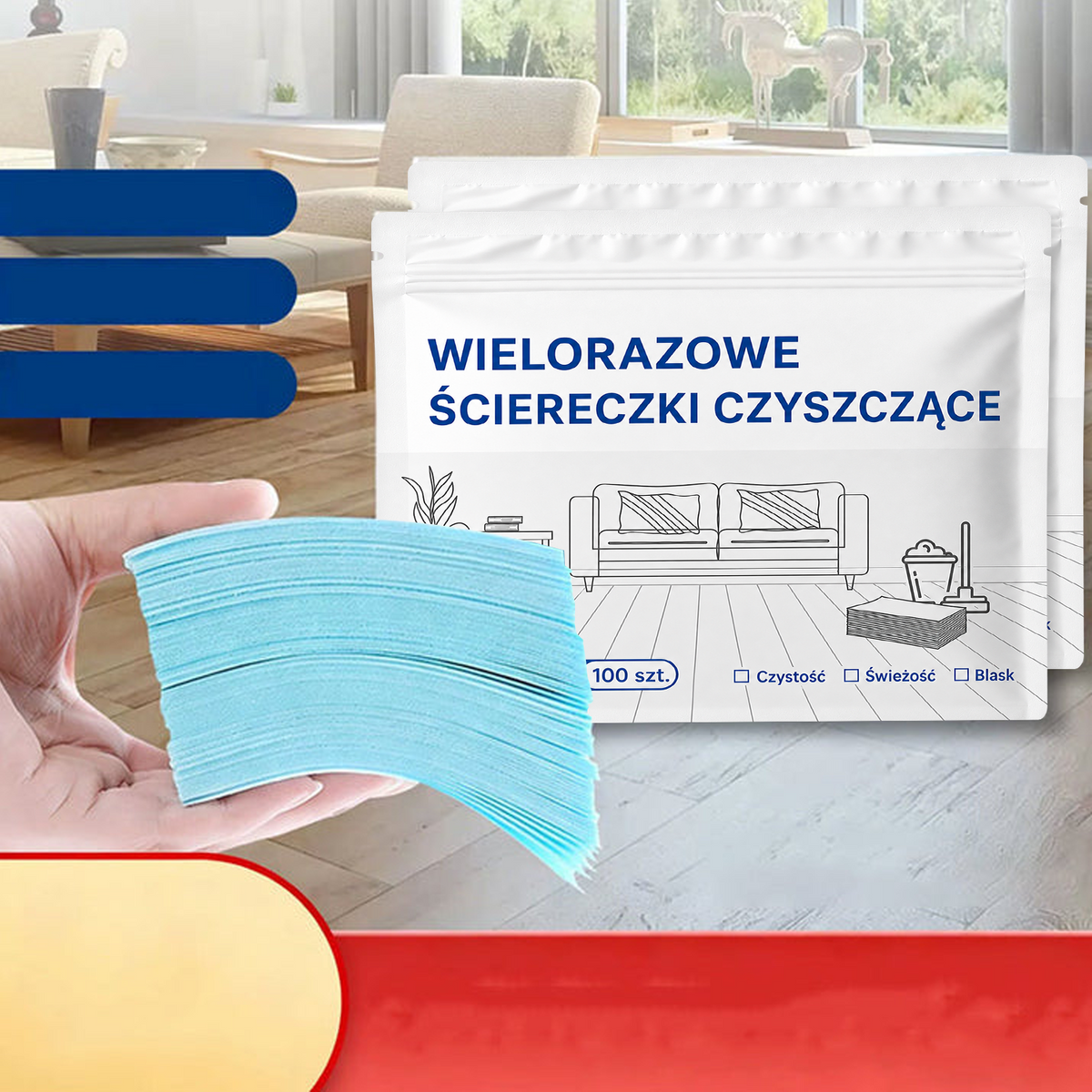 🧹Oferta ograniczona czasowo: 50% zniżki💧🧹Rozpuszczalne w wodzie chusteczki do czyszczenia podłóg