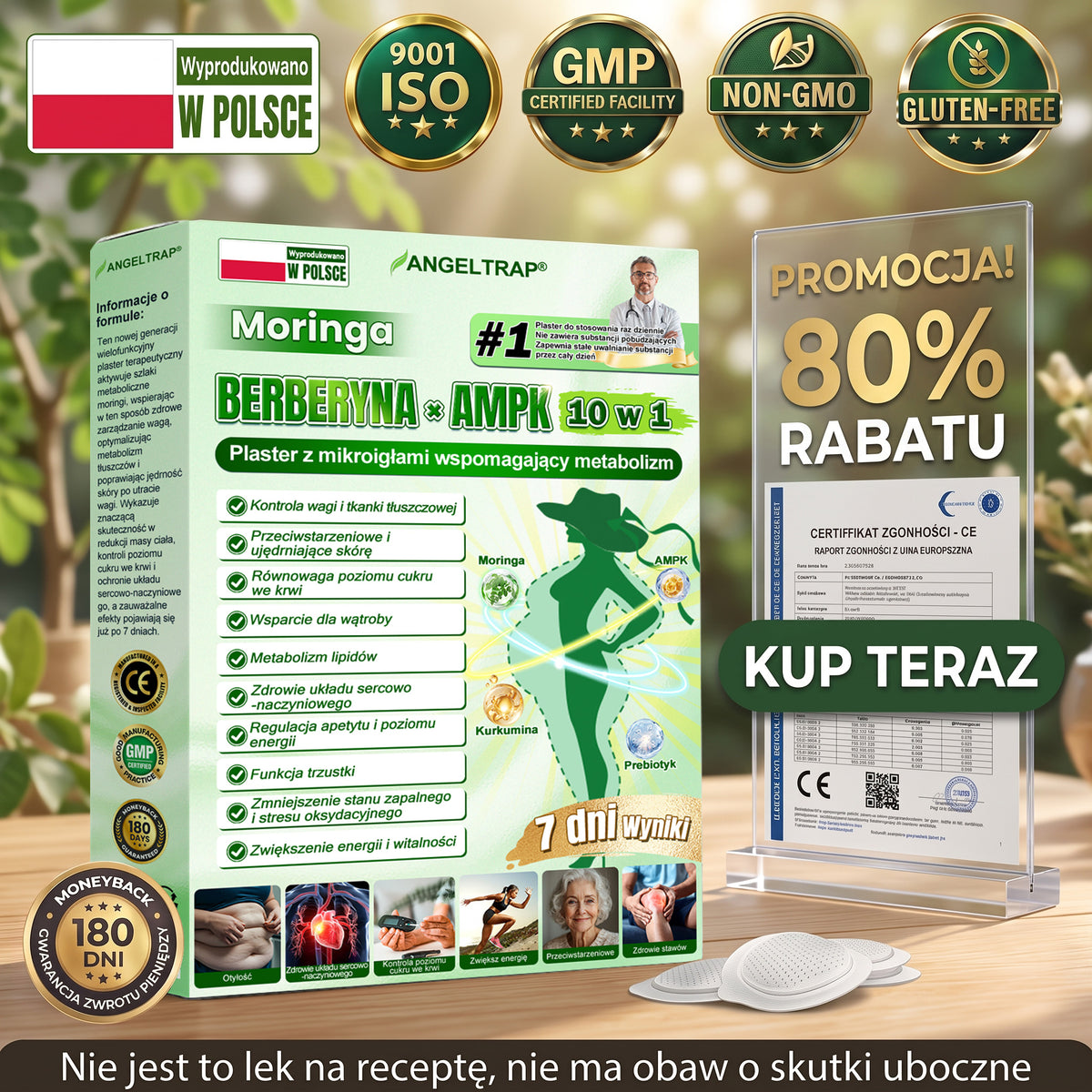 ✨✨💜ANGELTRAP® Moringa × Berberyna × AMPK 10-w-1 Wsparcie metaboliczne, plaster z nanotechnologią mikroigłową 🇵🇱(Wystarczy raz dziennie, widoczne efekty w 7 dni)✅ Na otyłość, wiotką skórę, bezdech senny, problemy ze stawami i wiele innych