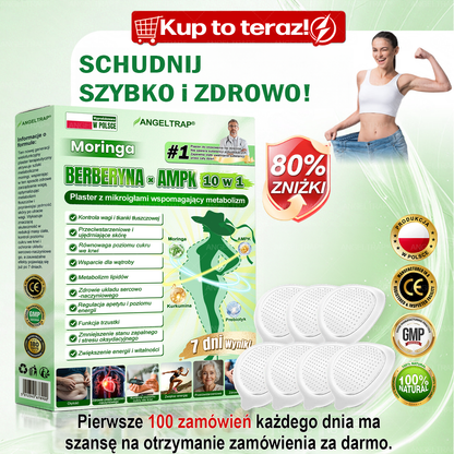 ANGELTRAP® Moringa × Berberyna × AMPK 10-w-1 Wsparcie metaboliczne, plaster z nanotechnologią mikroigłową 🇵🇱(Wystarczy raz dziennie, widoczne efekty w 7 dni) ✅ Na otyłość, wiotką skórę, cukrzycę, bezdech senny, problemy ze stawami i wiele innych