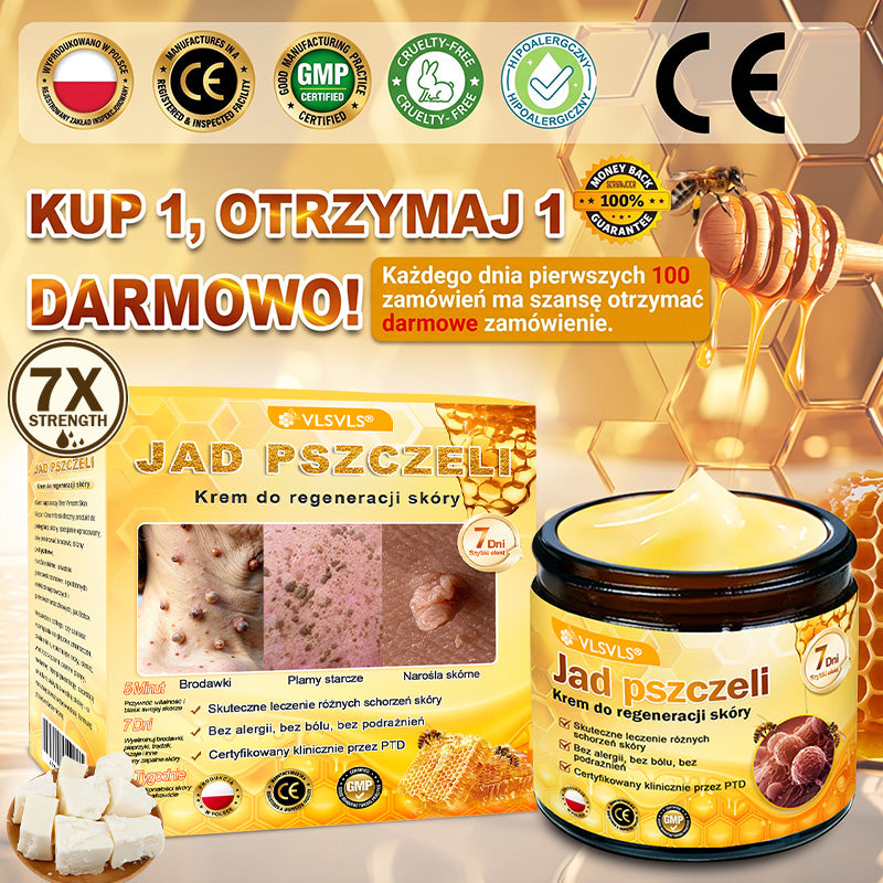 🌸🌸VLSVLS® Jad Pszczoły Kompleksowy Krem🥇pomaga w leczeniu problemów skórnych, takich jak: zmarszczki, blizny, plamy pigmentacyjne, rozstępy, trądzik, łuszczyca, egzema, zmiany skórne, podrażnienia, stany zapalne i inne problemy skórne🔥
