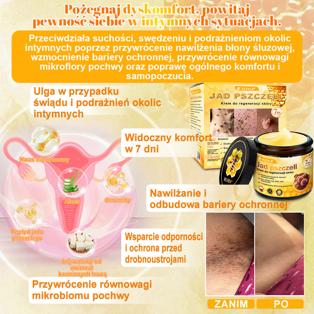 🌸🌸VLSVLS® Jad Pszczoły Kompleksowy Krem🥇pomaga w leczeniu problemów skórnych, takich jak: zmarszczki, blizny, plamy pigmentacyjne, rozstępy, trądzik, łuszczyca, egzema, zmiany skórne, podrażnienia, stany zapalne i inne problemy skórne🔥