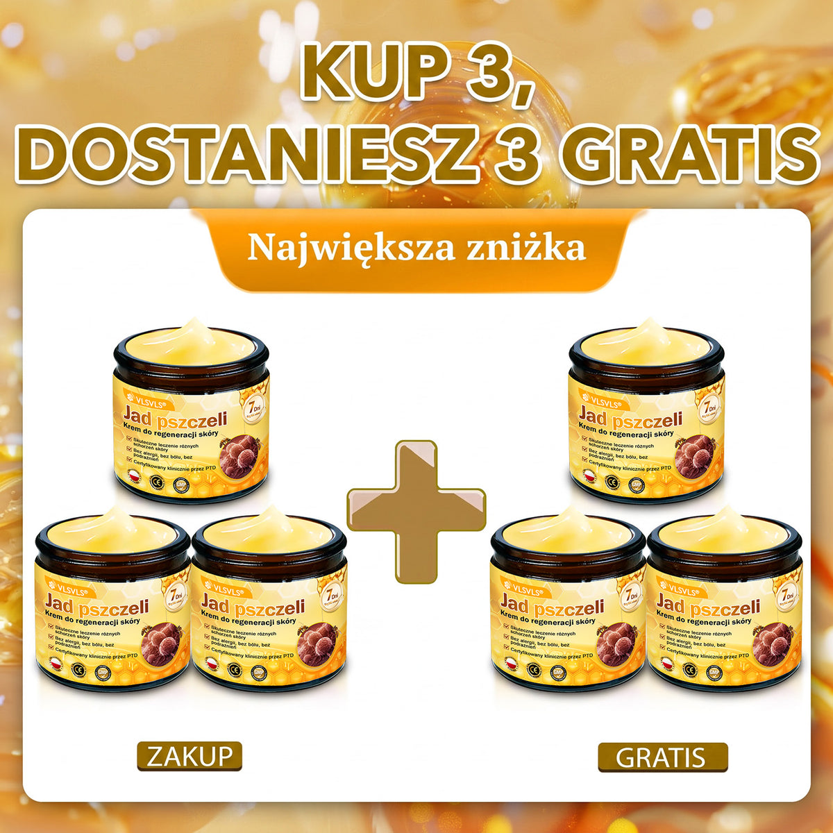 🌸🌸VLSVLS® Jad Pszczoły Kompleksowy Krem🥇pomaga w leczeniu problemów skórnych, takich jak: zmarszczki, blizny, plamy pigmentacyjne, rozstępy, trądzik, łuszczyca, egzema, zmiany skórne, podrażnienia, stany zapalne i inne problemy skórne🔥