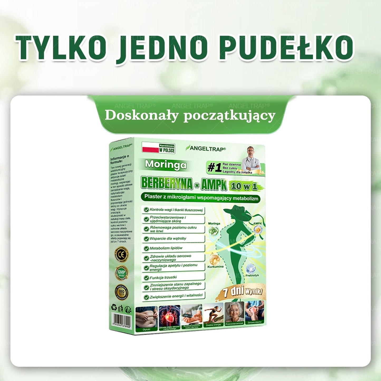 ANGELTRAP® Moringa × Berberyna × AMPK 10-w-1 Wsparcie metaboliczne, plaster z nanotechnologią mikroigłową 🇵🇱(Wystarczy raz dziennie, widoczne efekty w 7 dni) ✅ Na otyłość, wiotką skórę, cukrzycę, bezdech senny, problemy ze stawami i wiele innych